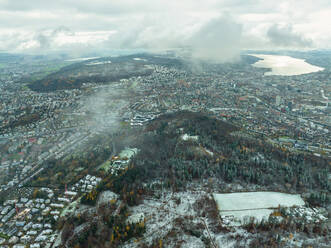 Aerial view of the city of Zurich in the winter morning, Switzerland. - AAEF25197