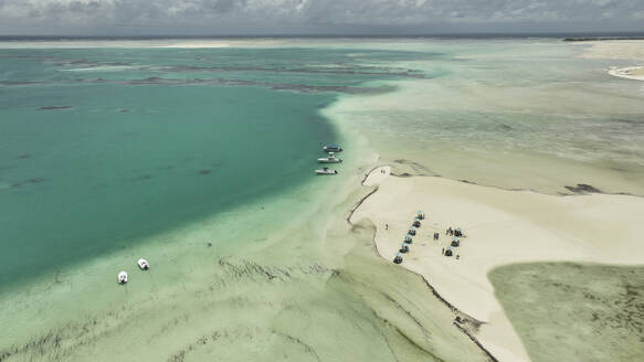 Luftaufnahme des Mittagessens bei Ebbe im St. Francois-Atoll auf den Seychellen. - AAEF25251