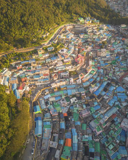 Aerial view of Gamcheon Culture Village at sunrise, Busan, South Korea. - AAEF25272