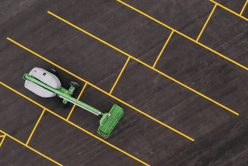 Aerial view of an heavy duty machinery for storage logistic company, Vero Beach, Florida, United States. - AAEF25325