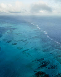 Aerial view of barrier reef along Providencia and Santa Catalina Island coastline, Archipelago of Saint Andrew, Colombia. - AAEF25341