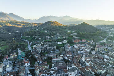 Aerial view of Atripalda, a small town surrounded by mountains near Avellino, Irpinia, Campania, Italy. - AAEF25791