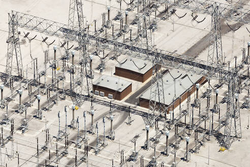 Aerial view of the details of a sprawling power station complex, Australia. - AAEF25998