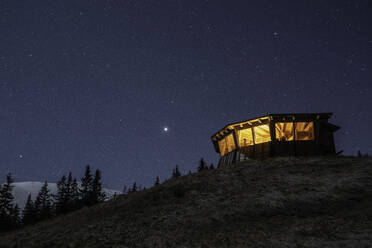 Comisu Wildlife Hide at night, Fagaras Mountains, Arges County, Muntenia, Romania, Europe - RHPLF31668