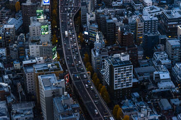 Luftaufnahme einer großen Autobahn 3 Shibuya Route, Toyko, Honshu, Japan, Asien - RHPLF31979