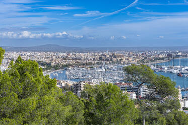 Blick vom Schloss Bellver über Palma, Mallorca, Balearen, Spanien, Mittelmeer, Europa - RHPLF32098