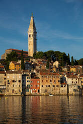 Waterfront and Tower of Church of St. Euphemia, Old Town, Rovinj, Croatia, Europe - RHPLF32232