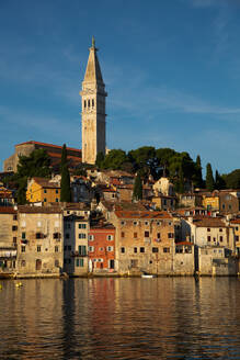 Waterfront and Tower of Church of St. Euphemia, Old Town, Rovinj, Croatia, Europe - RHPLF32232