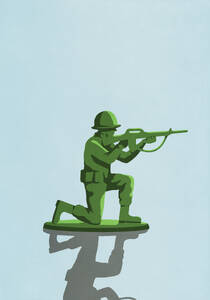 Kneeling green soldier with rifle toy - FSIF06907