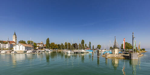 Switzerland, Thurgau, Romanshorn, Boats moored in marina on lake Bodensee - WDF07529