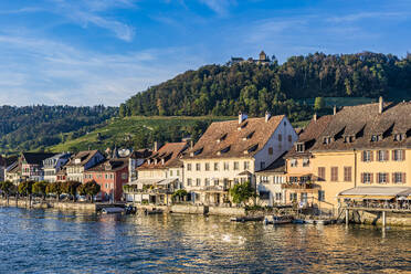 Schweiz, Schaffhausen, Stein am Rhein, Historische Häuser am Rhein - WDF07535