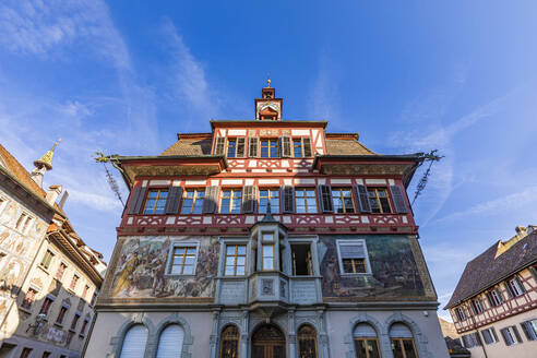 Schweiz, Schaffhausen, Stein am Rhein, Fassade des historischen Rathauses - WDF07536