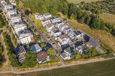 Germany, Baden-Wurttemberg, Ludwigsburg, Aerial view of energy efficient suburban houses - WDF07542