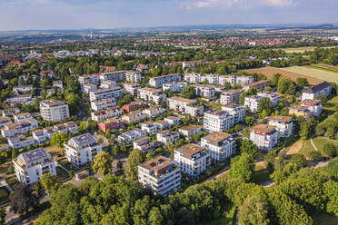 Germany, Baden-Wurttemberg, Ludwigsburg, Aerial view of energy efficient suburban houses - WDF07543