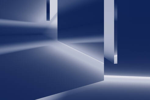 Erleuchtetes Licht aus der blauen Tür - DRBF00344