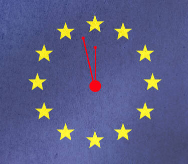 Illustration der Flagge der Europäischen Union als Uhr - GWAF00517