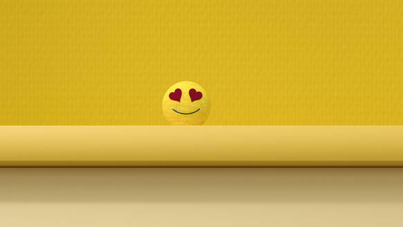 3D-Rendering von Smiley-Kugel stehen gegen gelben Hintergrund - UWF01612