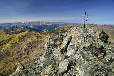 Austria, Tyrol, Summit cross of Litzumer Reckner mountain - ANSF00754