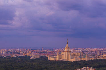 Moscow, Russia - 17 July 2011: Aerial view of the Kotelnicheskaya Embankment Building, a residential building in Moscow downtown, Moscow, Moscow Oblast, Russia. - AAEF26077