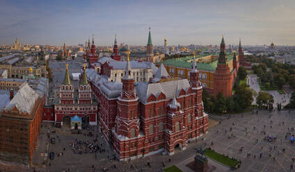 Aerial panoramic view of the Red Square and the Moscow Kremlin, Moscow downtown, Moscow, Moscow Oblast, Russia. - AAEF26083