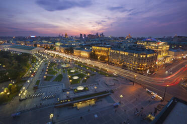 Aerial view of Moscow downtown at sunset, Moscow, Moscow Oblast, Russia. - AAEF26090