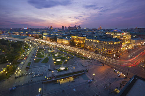 Aerial view of Moscow downtown at sunset, Moscow, Moscow Oblast, Russia. - AAEF26090