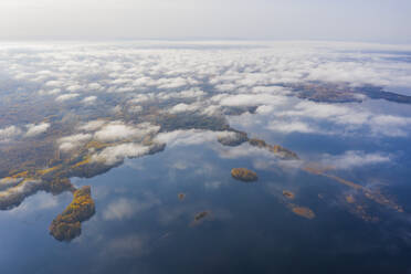 Aerial view of Kizhi Island and small islands archipelagos along the North Pacific Ocean coastline, Republic of Karelia, Medvezhyegorsky District, Russia. - AAEF26334