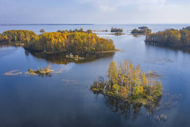 Aerial view of Kizhi Island and small islands archipelagos along the North Pacific Ocean coastline, Republic of Karelia, Medvezhyegorsky District, Russia. - AAEF26338