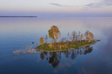 Aerial view of Kizhi Islands archipelagos along the North Pacific Ocean coastline, Republic of Karelia, Medvezhyegorsky District, Russia. - AAEF26344