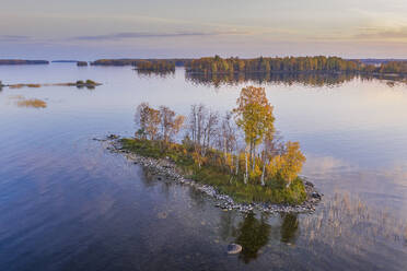 Aerial view of Kizhi Islands archipelagos along the North Pacific Ocean coastline, Republic of Karelia, Medvezhyegorsky District, Russia. - AAEF26345