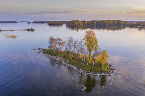 Aerial view of Kizhi Islands archipelagos along the North Pacific Ocean coastline, Republic of Karelia, Medvezhyegorsky District, Russia. - AAEF26345