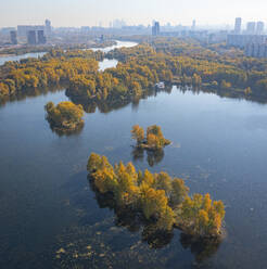 Aerial view of Moscow city along the Moskva river, Moscow, Russia. - AAEF26358