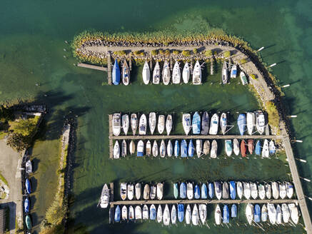 Aerial View of harbour of Fluelen, Fluelen, Canton of Uri, Switzerland. - AAEF26580