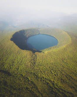 Aerial shot of the volcanoes of Ebino Plateau, Kirishima, Kagoshima Prefecture, Kyushu, Japan. - AAEF26654