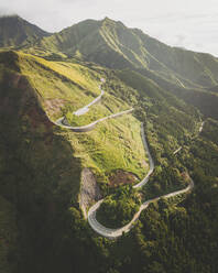 Luftaufnahme der Aussichtsplattform der Minami-Aso-Panoramabahn, Präfektur Kumamoto, Kyushu, Japan. - AAEF26698