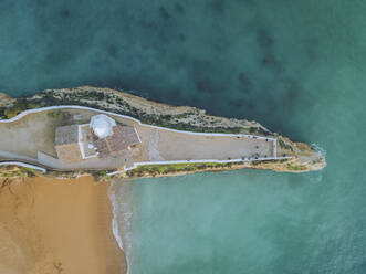 Aerial view of the beautiful Algarve coastline, Senhora da Rocha, Portugal. - AAEF26852