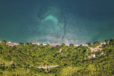 Aerial Top Down View of Wom Public Beach, Wewak, East Sepik Province, Papua New Guinea. - AAEF26861
