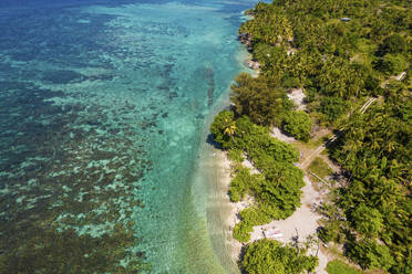 Aerial View of Seaside of Wom Public Beach at Bismarck Sea, Wewak East Sepik Province, Papua New Guinea. - AAEF26869