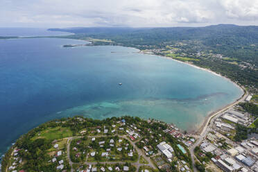Aerial Drone Above Wewak City, East Sepik Province, Papua New Guinea. - AAEF26875