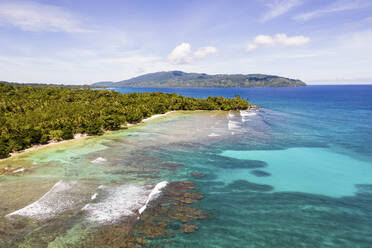 Aerial Drone View of Seaside of Musho Island, Wewak East Sepik Province, Papua New Guinea. - AAEF26878