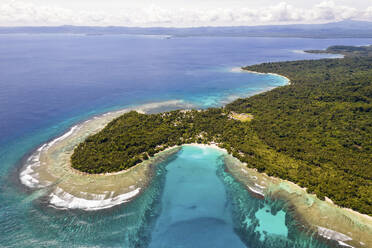 Aerial Drone Above Coast of Musho Island, Wewak East Sepik Province, Papua New Guinea. - AAEF26880