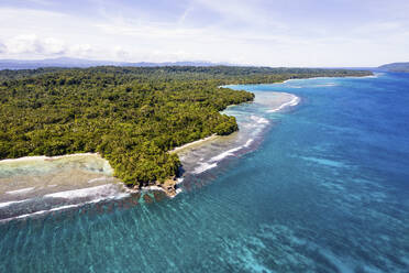 Aerial View of Seaside of Musho Island, Wewak East Sepik Province, Papua New Guinea. - AAEF26881