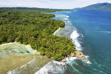 Aerial Drone View of Bay of Musho Island, Wewak East Sepik Province, Papua New Guinea. - AAEF26882