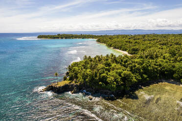 Aerial Drone View of Coast at Musho Island, Wewak East Sepik Province, Papua New Guinea. - AAEF26884