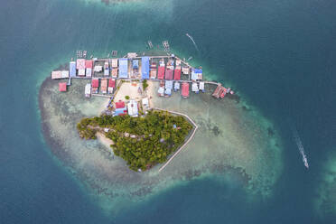 Aerial Top Down View of Island, Jayapura, Indonesia. - AAEF26926