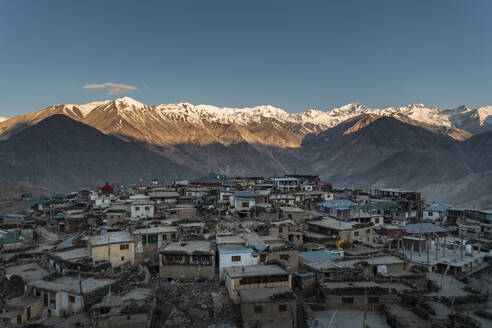 Aerial view of Hangrang, a small town among the mountains in the Hangrang Valley, Himachal Pradesh, India. - AAEF26947