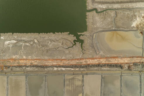 Aerial view of Sambhar Bhagat Singh Salt Pan, coloured salt lake in Phulera, Rajasthan, Rajasthan, India. - AAEF26963