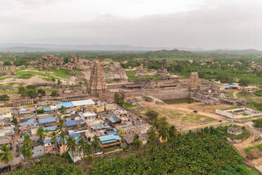 Aerial view of Hospet village, Karnataka, India. - AAEF26975