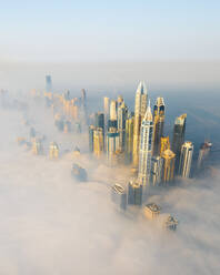 Aerial view of Dubai Marina at sunrise, Dubai, United Arab Emirates. - AAEF27033