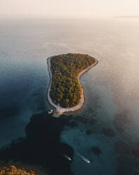 Aerial view of tranquil island Kolundarc in Mediterranean Sea, Otok Kolundarc, Primorje-Gorski Kotar, Croatia. - AAEF27106